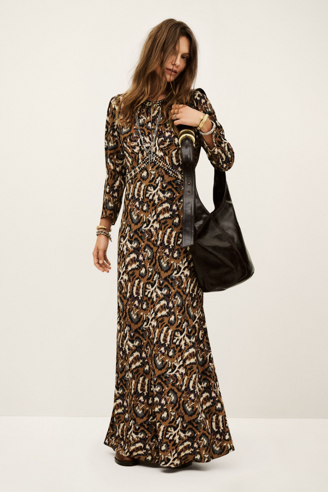 Midaxi-Length Dress Onoa Ocre