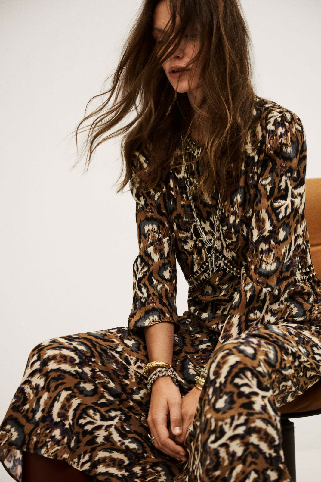 Midaxi-Length Dress Onoa Ocre