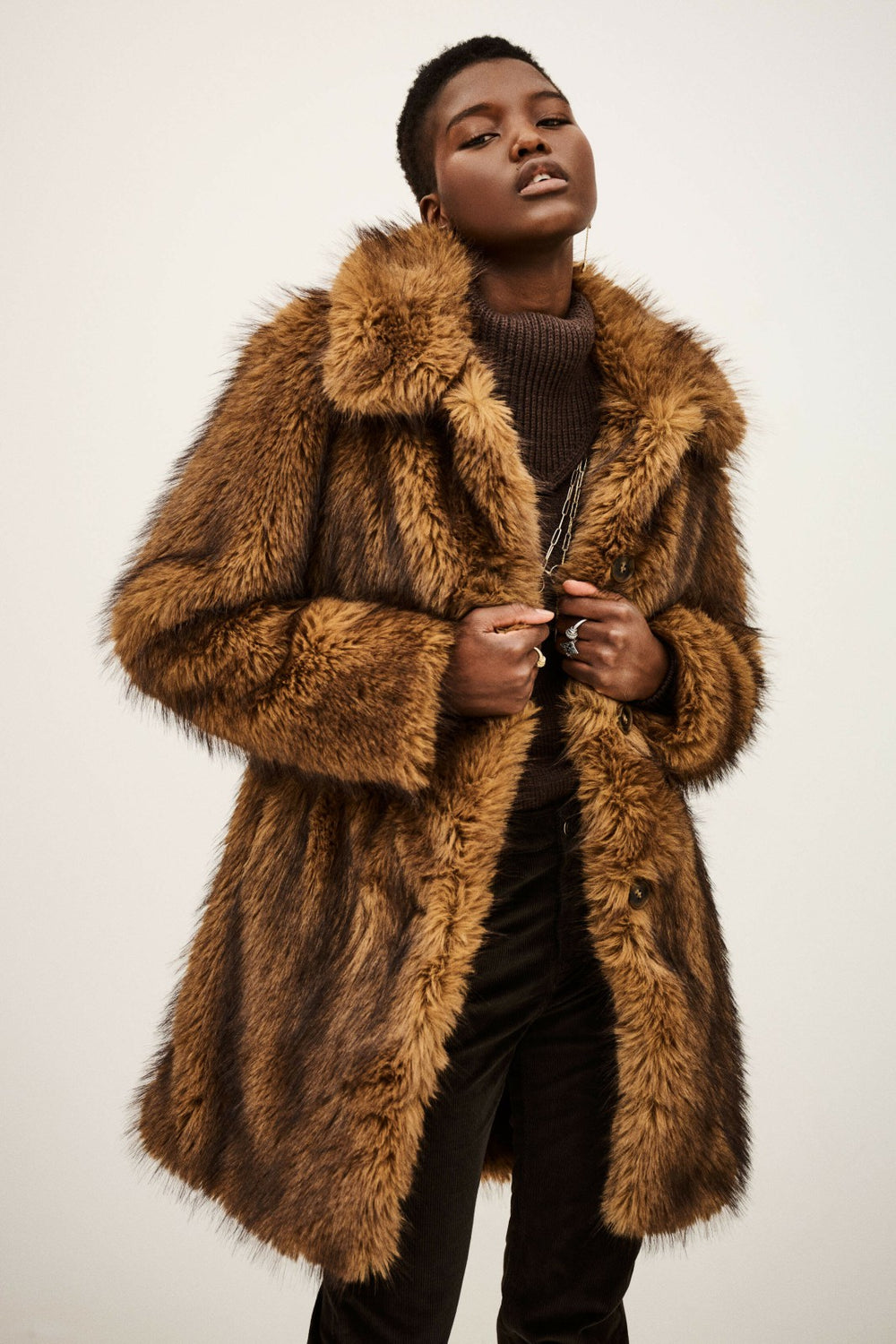 Faux Fur Coat Lestor Ecru