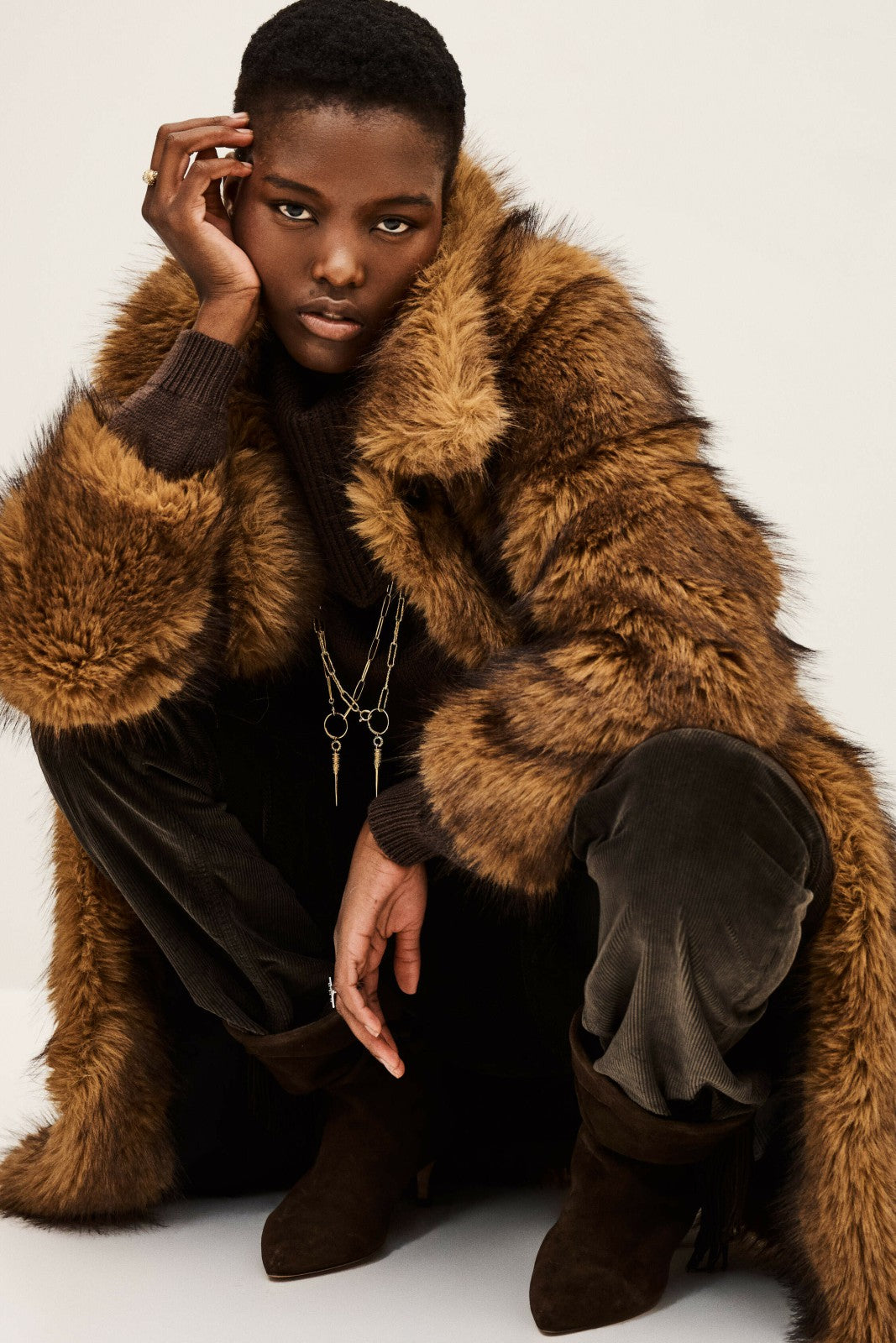 Faux Fur Coat Lestor Ecru