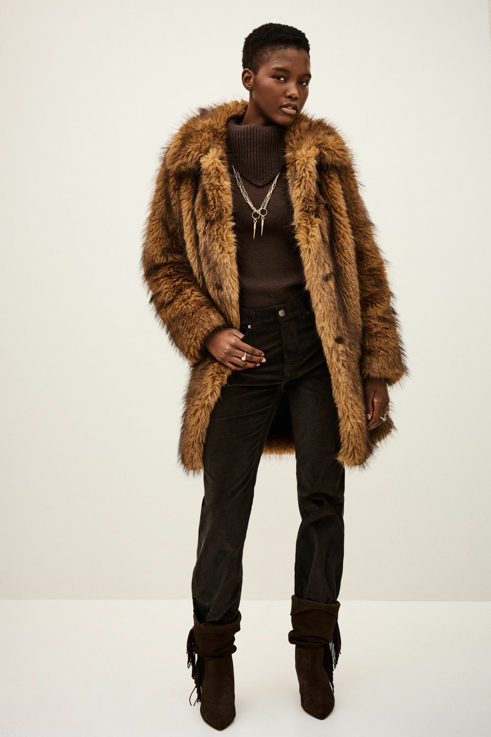 Faux Fur Coat Lestor Ecru