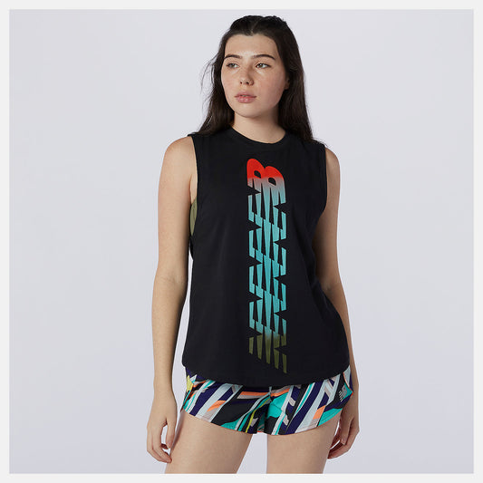 New Balance Relentless Cinched Back Graphic Tank
